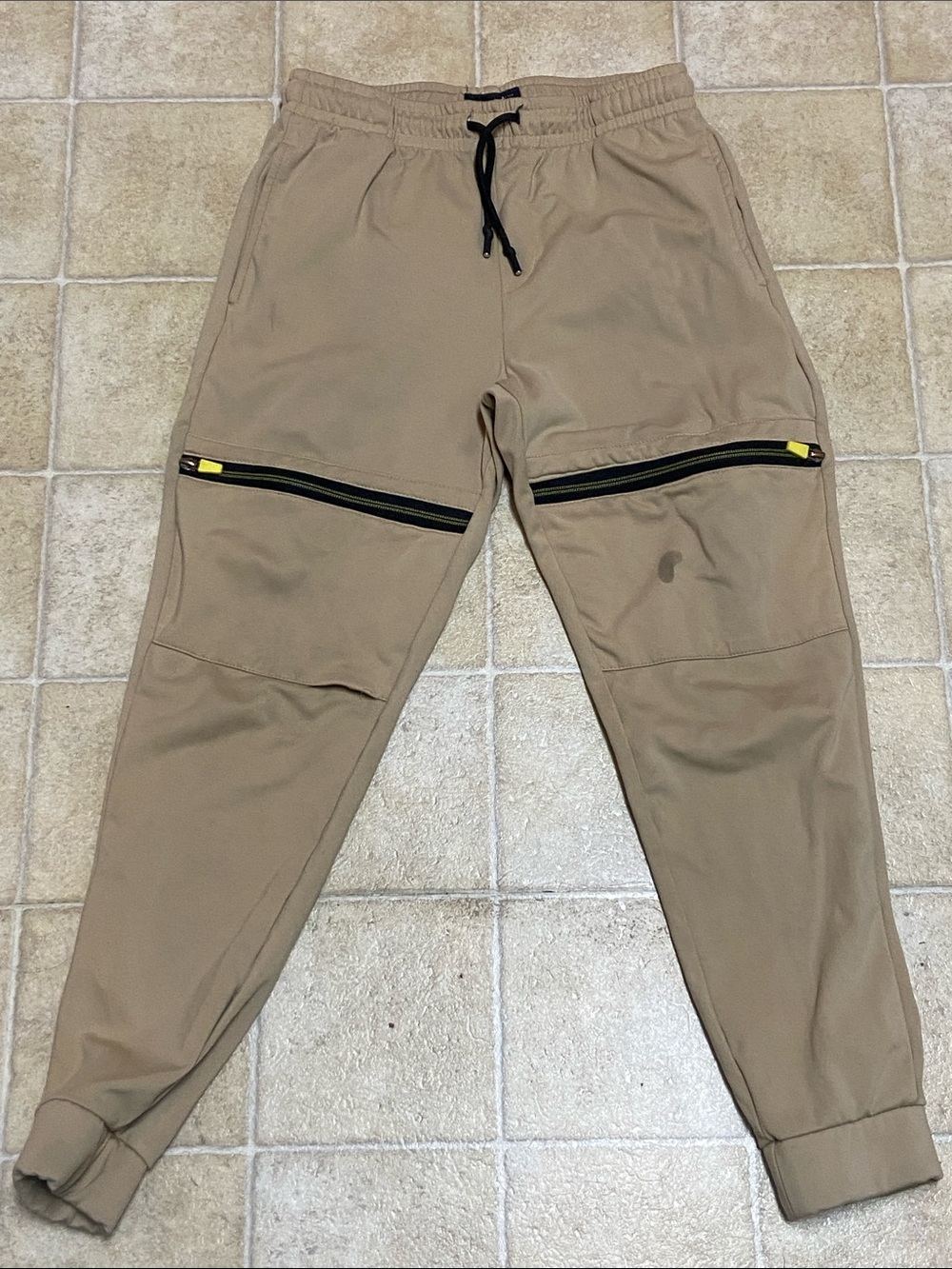 Public Record Kind’s Tan Cargo Jogger T Pants with Black Zip Accents Size (10-12